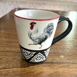 Cracker Barrel Rooster Design Black and White Mug